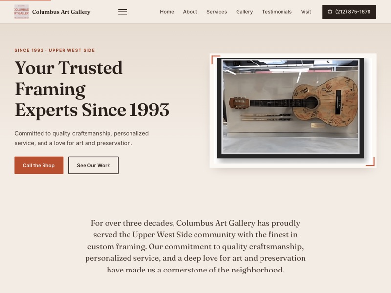 Screenshot of the Columbus Art Gallery redesign