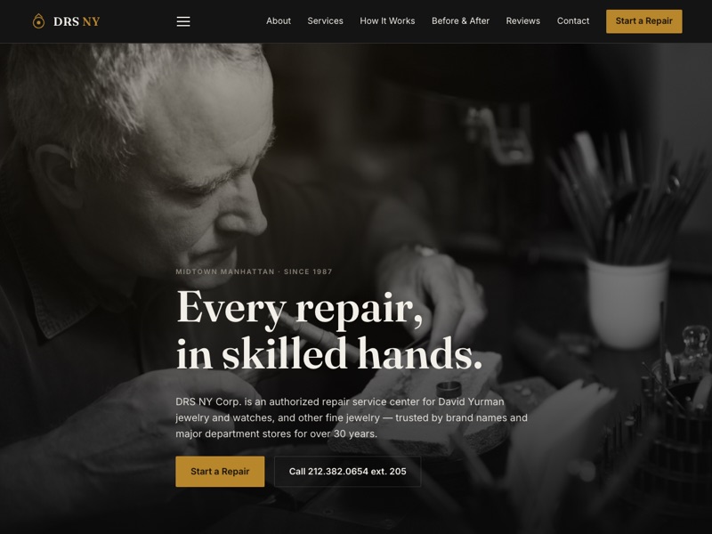 Screenshot of the DRS NY Corp. redesign