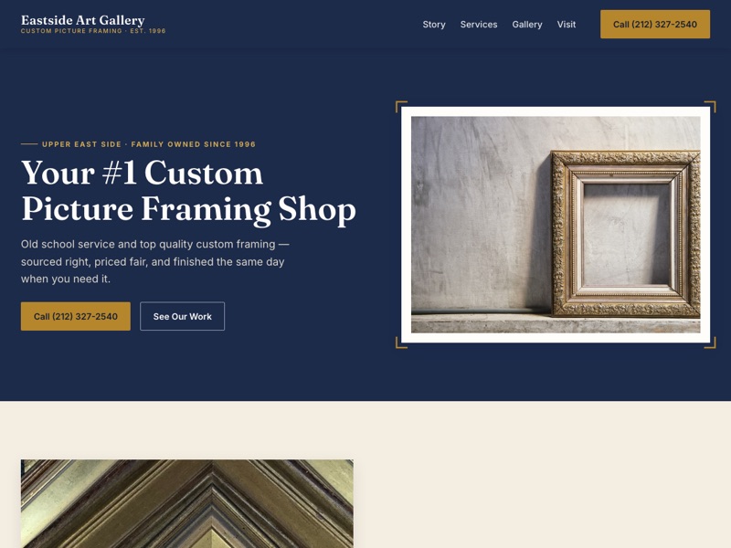 Screenshot of the Eastside Art Gallery redesign