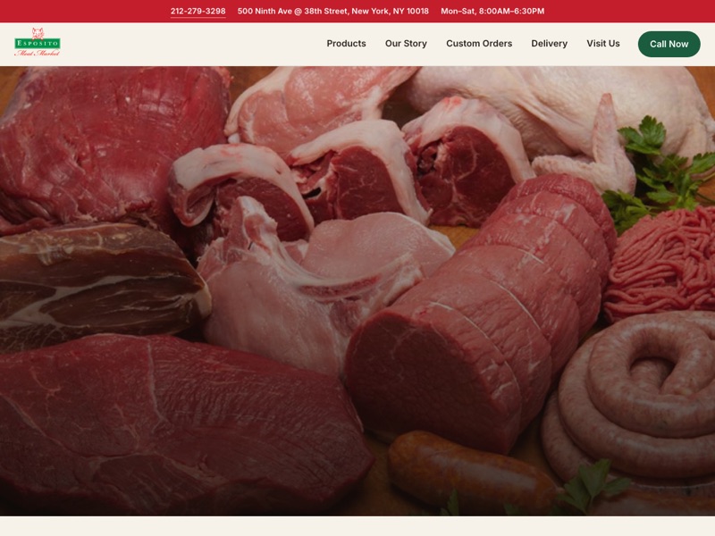 Screenshot of the Esposito Meat Market redesign
