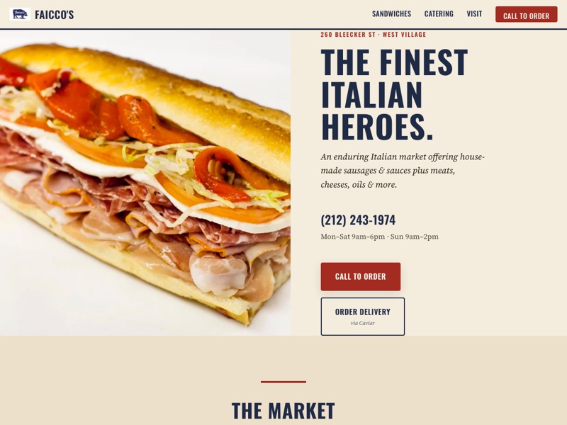 Screenshot of the Faicco's Italian Specialties redesign