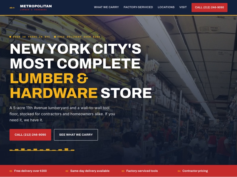 Screenshot of the Metropolitan Lumber & Hardware redesign