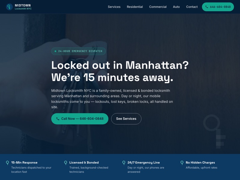 Screenshot of the Midtown Locksmith NYC redesign