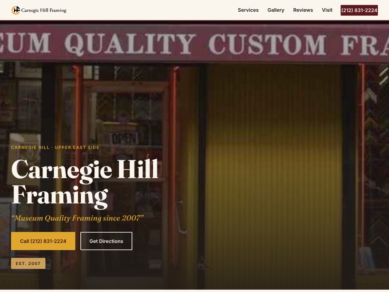Screenshot of the Carnegie Hill Framing redesign