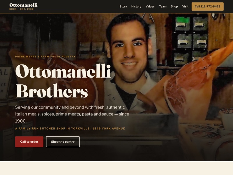 Screenshot of the Ottomanelli Brothers redesign