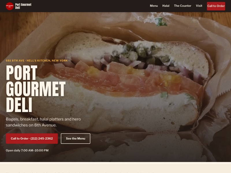Screenshot of the Port Gourmet Deli redesign