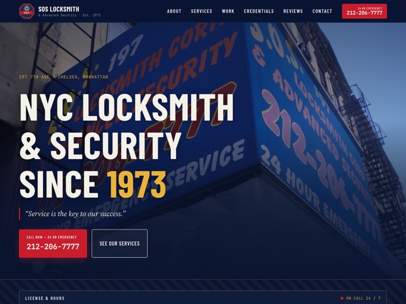 Screenshot of the SOS Locksmith redesign