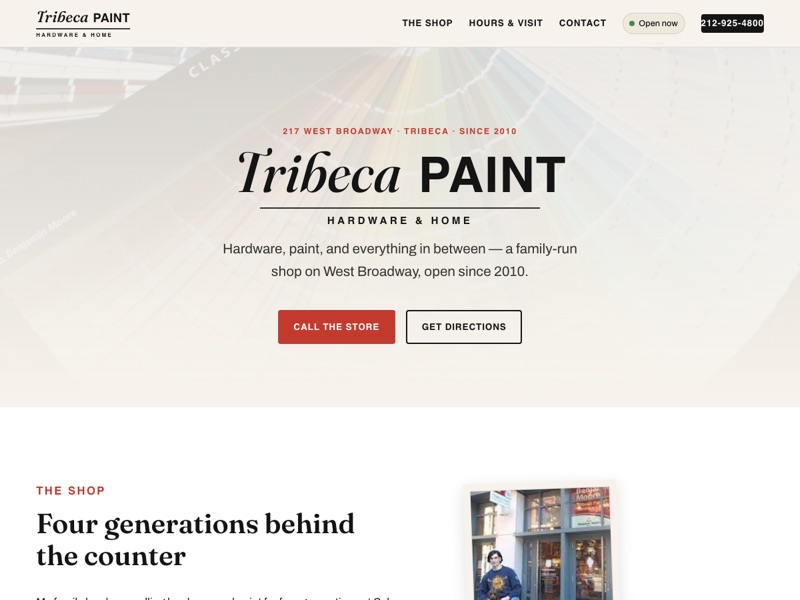 Screenshot of the Tribeca Paint redesign