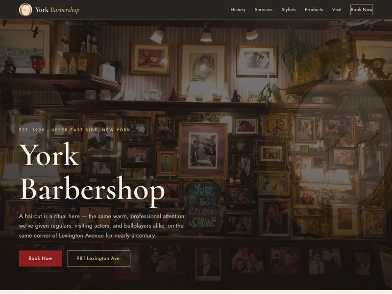 Screenshot of the York Barbershop redesign
