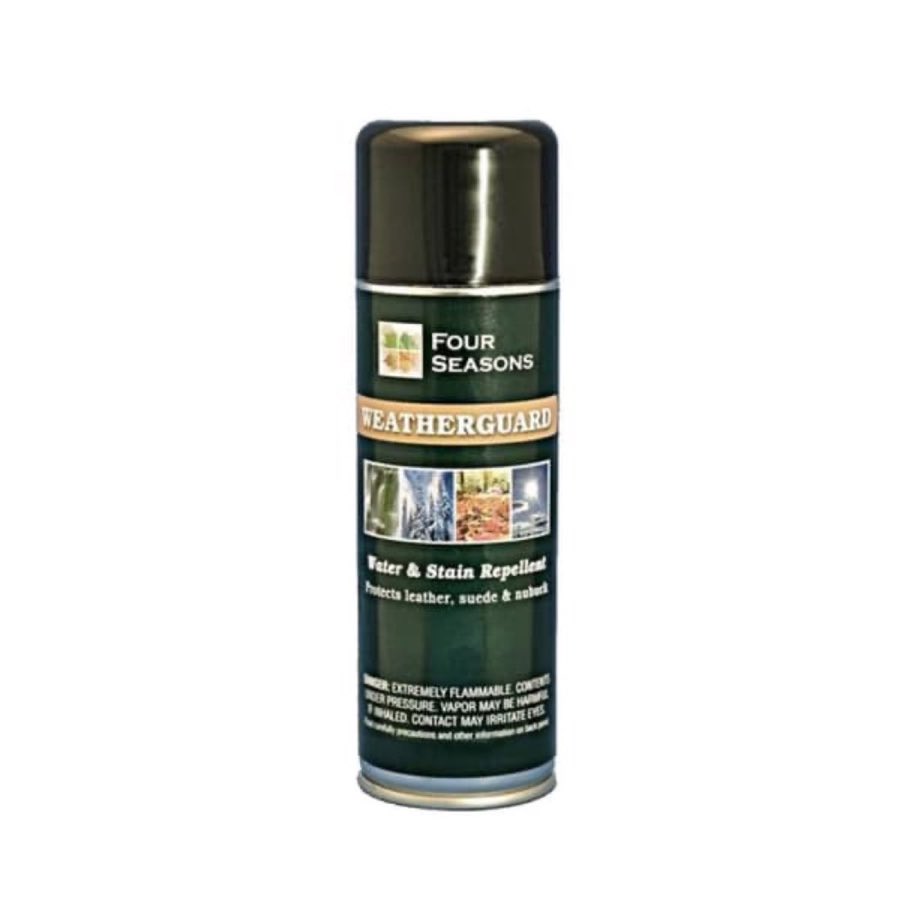 A can of water and stain repellent spray for leather, suede, and nubuck