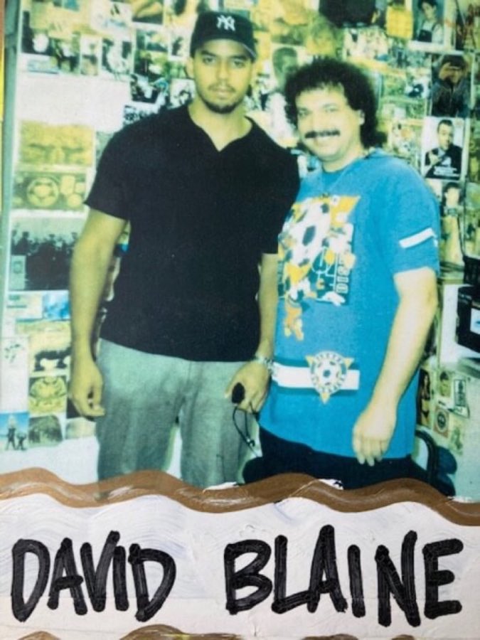 Photo from the shop wall of a customer identified as magician David Blaine