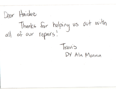 A second handwritten thank-you note from a customer, sent to DRS NY after a repair