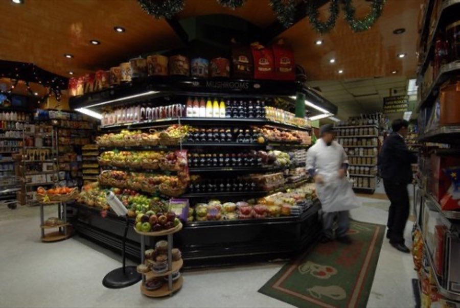 Produce aisle with whole fruit display