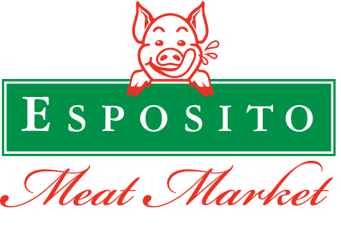 Esposito Meat Market logo: a winking cartoon pig above a green banner reading ESPOSITO, with Meat Market in red script