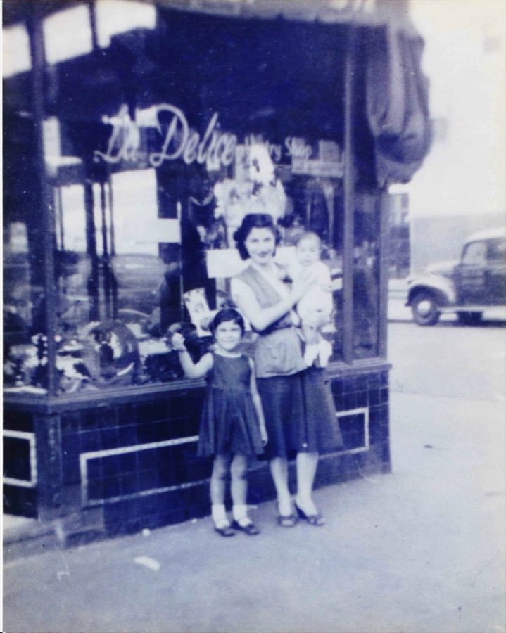Vintage black-and-white storefront photo
